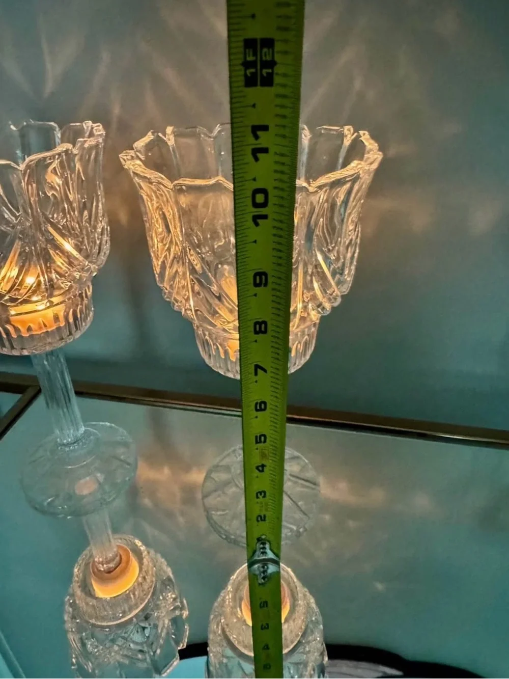 Vintage Clear Pressed Glass Tulip Candle Holders | Set of 2 Pedestal Tealight